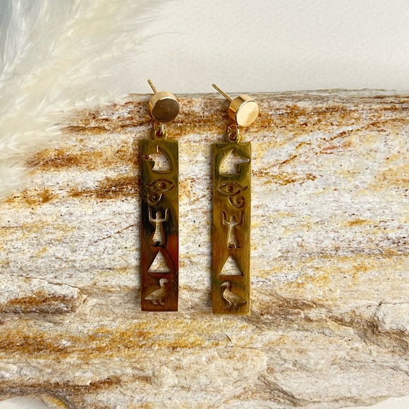 Ancient Egyptian Earrings -Protection Egyptian Earrings - Hieroglyphic Earrings - Picture 4 of 7